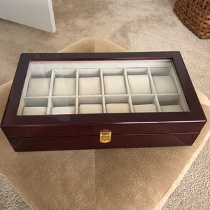 Cherry 12 pc watch case - glass top